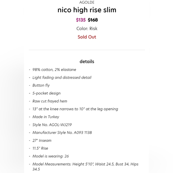 Agolde Nico High Rise Button Fly Ankle Fray Like New Size 31 Has stretch - Picture 16 of 16